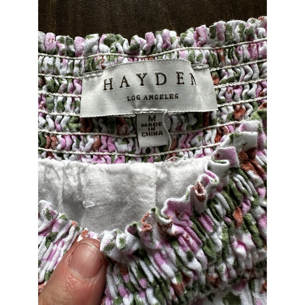 Hayden Los Angeles Mini Babydoll Dress Smocked Med Cottage Ruffle Floral Boho - Picture 3 of 7